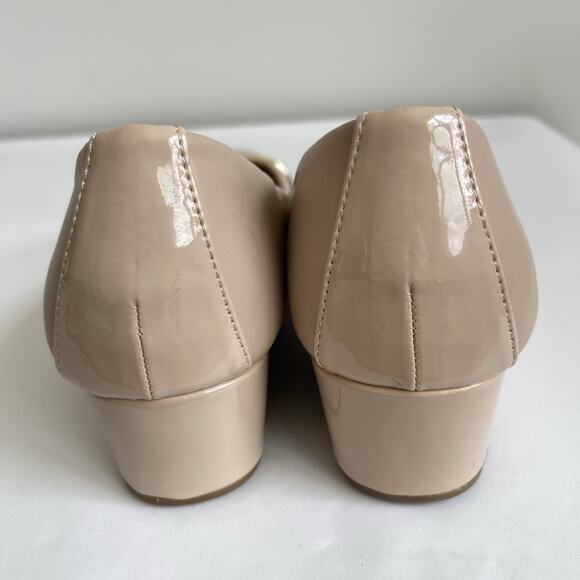 Anne Klein Mildred Nude Low Wedge Cap Toe Slip On Shoes 10 M iFlex Padded Insole - Picture 5 of 12